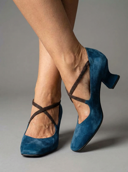 Zaffiro Cross – Blue heel with a soft, comfortable fit