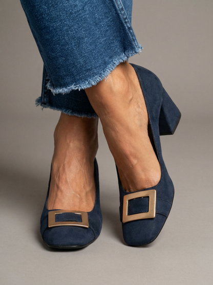 Capri Blu – Wide, stable heel with a buckle